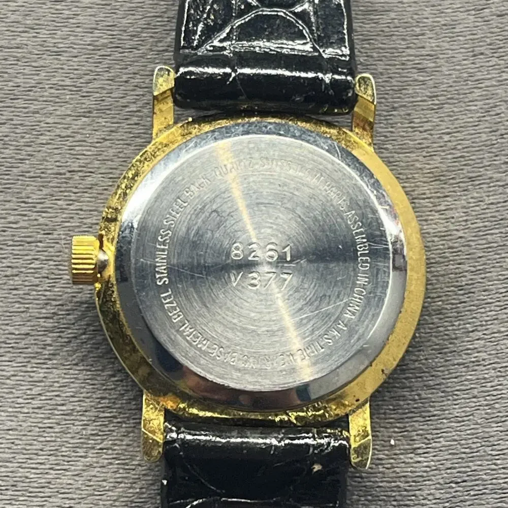 VNT Gitano Abalone Mother of Pearl Shell Dial Quartz Women’s Watch Black Leather
